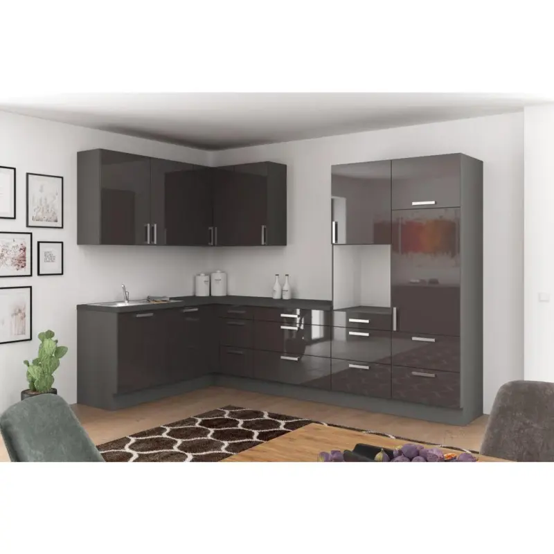 Einbauküche Eckküche Möbelix Ip4050 Ohne Geräte 185x320 Cm Graphit