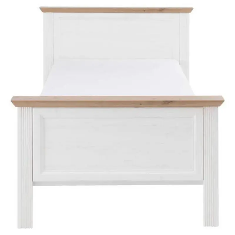 Bett Landhaus-Stil 100x200 Jasmin II Weiß/Eiche Artisan