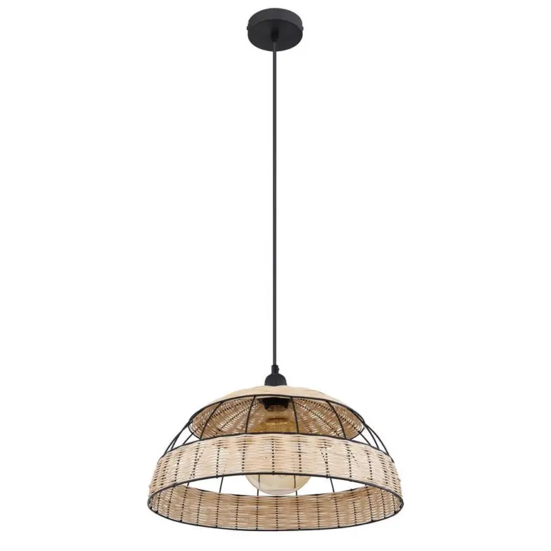 H&auml;ngeleuchte Ulleu H: 120 Cm 1-Flammig, Schwarz/naturfarben