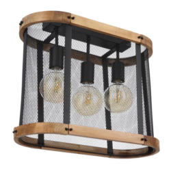 Deckenleuchte L: 45 Cm 3-Flammig Mit Holz