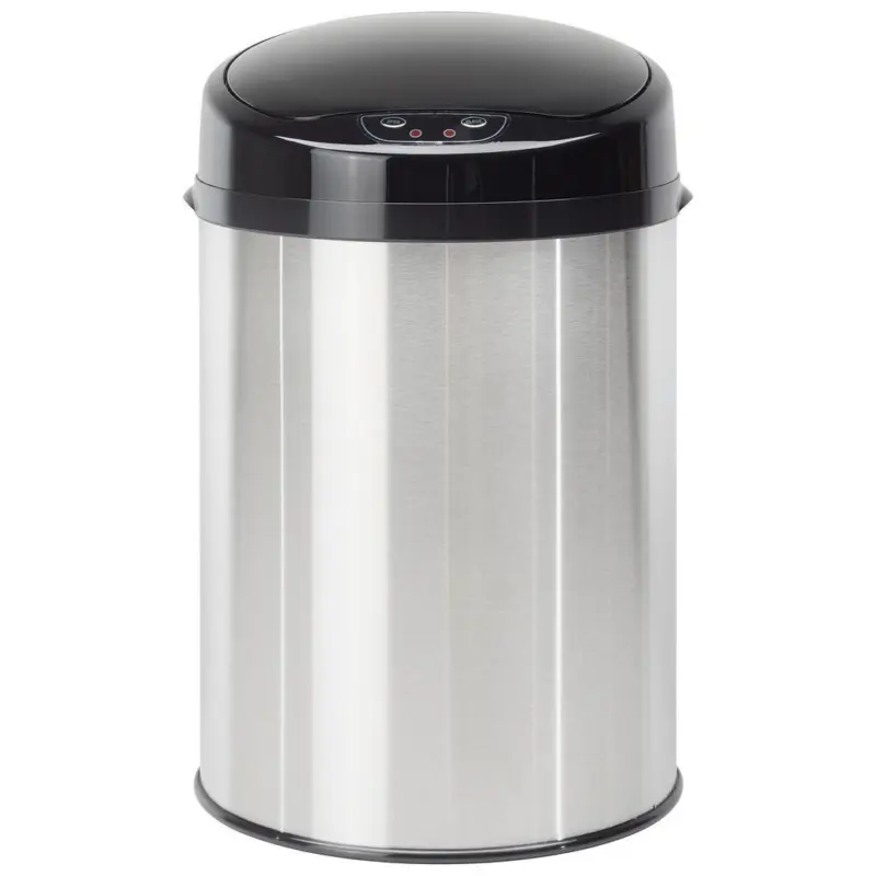 M&uuml;lleimer mit Deckel 9l Kunststoff Edeslstahlfarben