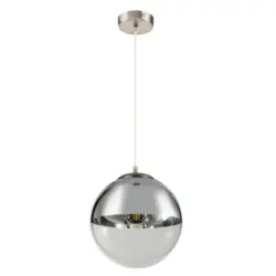 Hängeleuchte H: 120 Cm 1-Flammig, Kugel Chromfarben