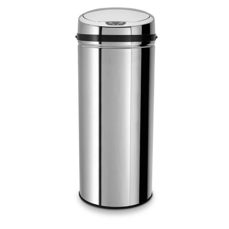 Mülleimer Inox mit Deckel 42l Edelstahl Silber