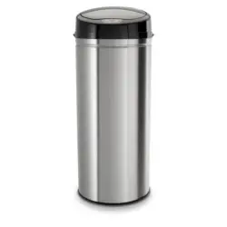 Mülleimer Brushed mit Deckel 42l Edelstahl Schwarz/Silber