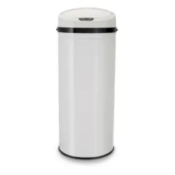 Mülleimer White mit Deckel 42l Edelstahl Weiß