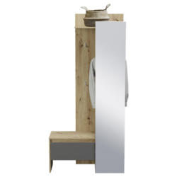 Garderobe Torino Grau/eichef. Dekor B: 90 Cm Mit Spiegel