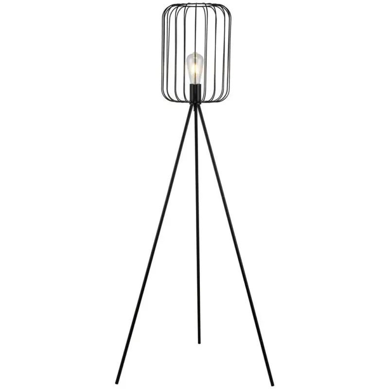 Stehlampe Viona Schwarz Matt Mit Fußschalter Dreibeinig