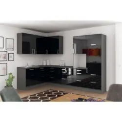 Einbauküche Eckküche Möbelix Ip4050 Ohne Geräte 185x320 Cm Schwarz/graphitf.