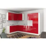 M&ouml;belix Einbauk&uuml;che Eckk&uuml;che M&ouml;belix Ip4050 Ohne Ger&auml;te 185x320 Cm Rot/wei&szlig;