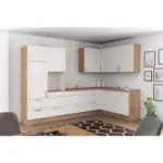 M&ouml;belix Einbauk&uuml;che Eckk&uuml;che M&ouml;belix Ip1200 Ohne Ger&auml;te 320x185cm Hellgrau/eiche Dekor