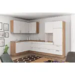 M&ouml;belix Einbauk&uuml;che Eckk&uuml;che M&ouml;belix Ip1200 Ohne Ger&auml;te 185x320cm Hellgrau/eiche Dekor