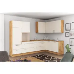 Einbauküche Eckküche Möbelix Ip1200 Ohne Geräte 320x185cm Magnolie/eiche Dekor