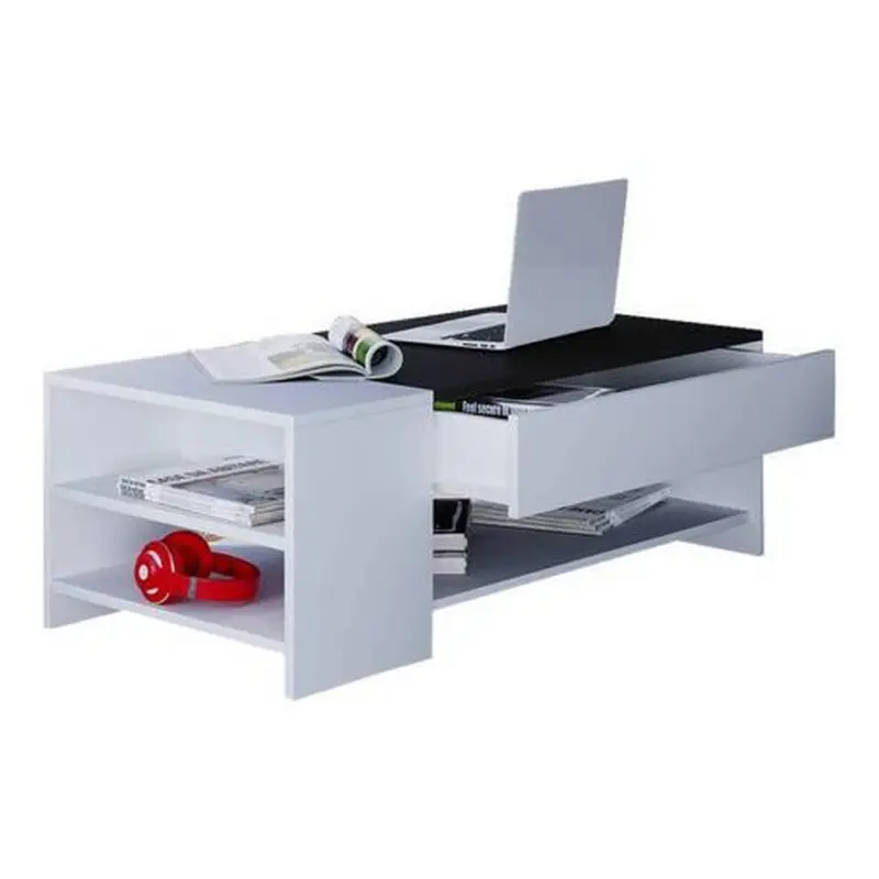 Couchtisch Mit Schublade Tindus, Wei&szlig;/schwarz