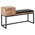 Möbelix Hockerbank Wl 6.483 Echtleder Schwarz B: 100cm Mangoholz