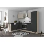 M&ouml;belix Einbauk&uuml;che Eckk&uuml;che M&ouml;belix Pn 80 Mit Ger&auml;ten 175x275 Cm Kaschmirgrau/grafit