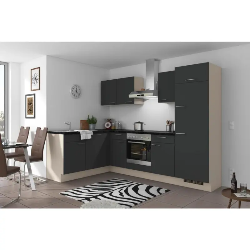 Einbauküche Eckküche Möbelix Pn 80 Mit Geräten 175x275 Cm Graphit