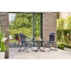 Gartengarnitur 3-Tlg. aus Metall, Textil