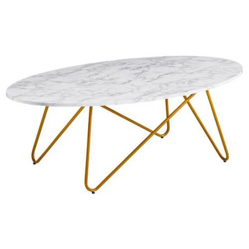 Couchtisch Oval Mamor Optik Wei&szlig;