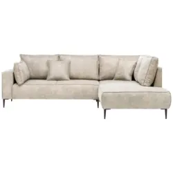 Ecksofa Kobe Mit Kissen Beige Lederlook