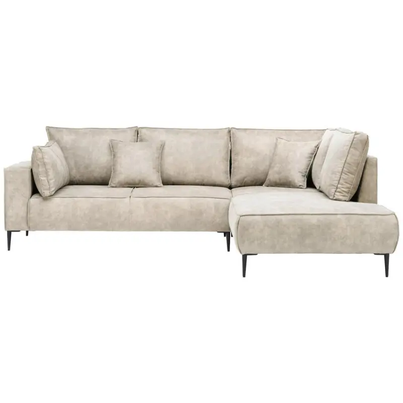 Ecksofa Kobe Mit Kissen Beige Lederlook