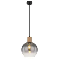 Hängeleuchte H: 120 cm 1-Flammig, Holzoptik