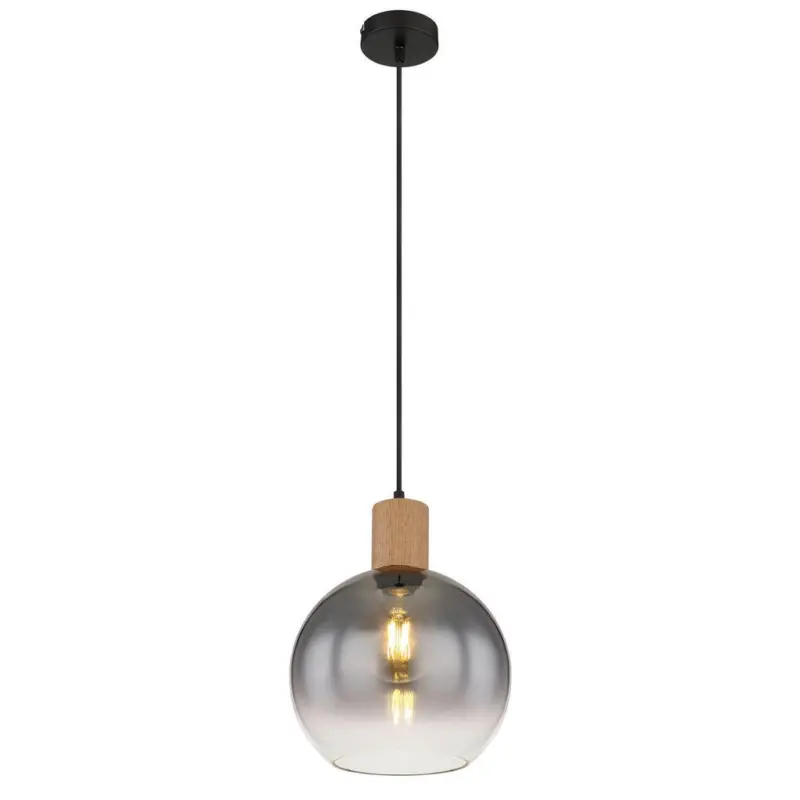 Hängeleuchte H: 120 cm 1-Flammig, Holzoptik