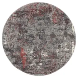 Webteppich Timeline Quantum Grau/hellrot Rund Ø 160 Cm Grau, Hellrot
