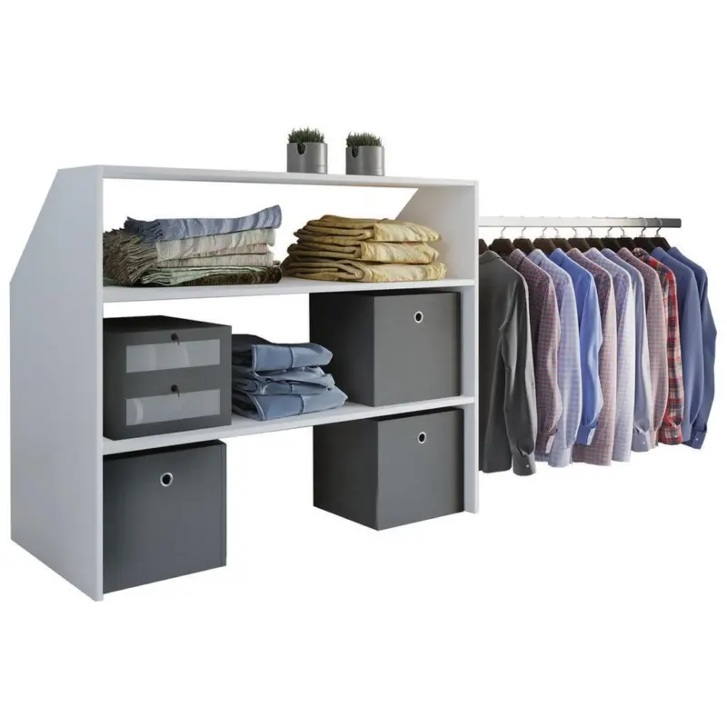 Dachschrägenregal Mit Kleiderstange Dacho B: 90 Cm Weiß