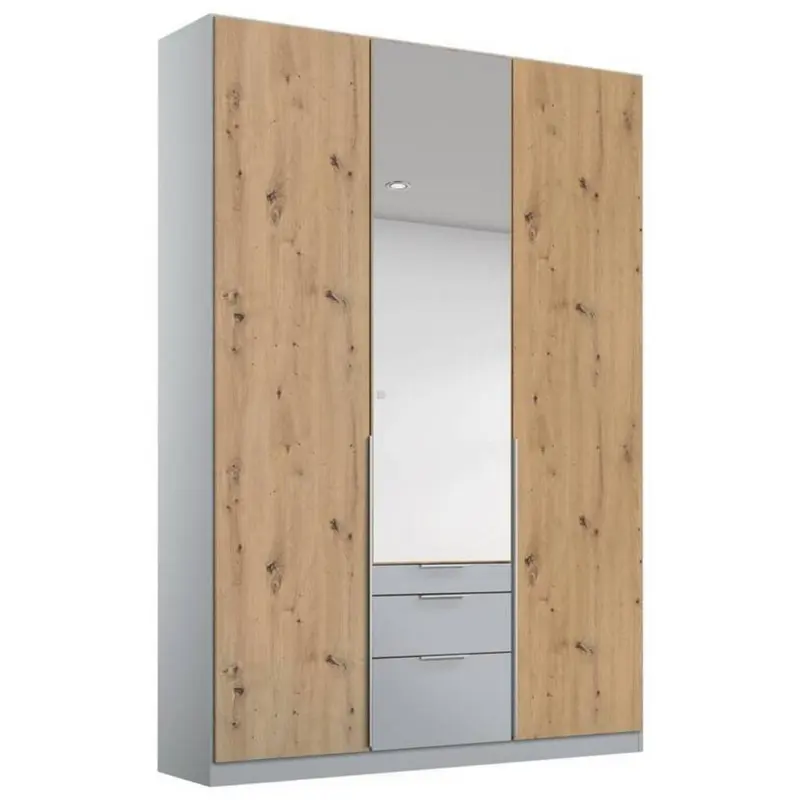 Dreht&uuml;renschrank Mit Spiegel 136 Cm Alabama Extra Hellgrau