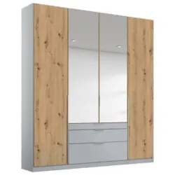 Drehtürenschrank Mit Spiegel 181 Cm Alabama Extra Hellgrau