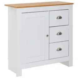 Kommode Landhausstil B: 79 Cm, Weiß/eiche Dekor