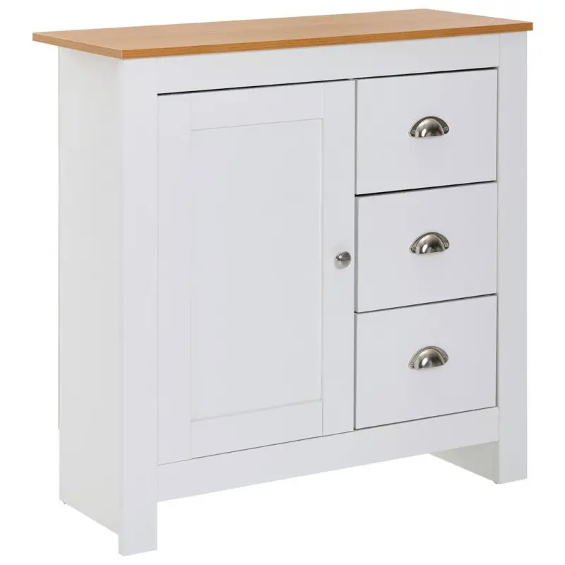 Kommode Landhausstil B: 79 Cm, Weiß/eiche Dekor