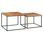 Möbelix Couchtisch mit Holzplatte 2er-Set, Akazie/Schwarz