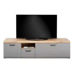 TV-Lowboard Auris B: 190 cm Basalt / Eiche Dekor