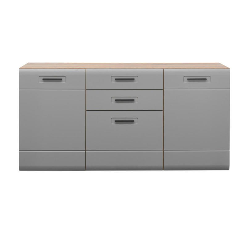 Sideboard Mit Soft-close B: 163 Cm Auris, Basalt/eiche Dekor