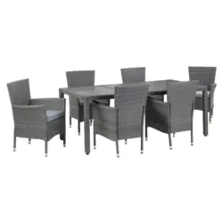 Gartengarnitur 7-teilig Eva Kunststoff/glas Mit Kissen