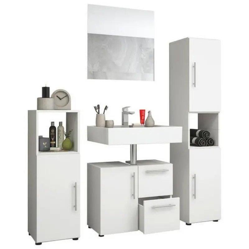 Badm&ouml;bel-set 4--Teilig. Flandu B: 123 Cm Wei&szlig;