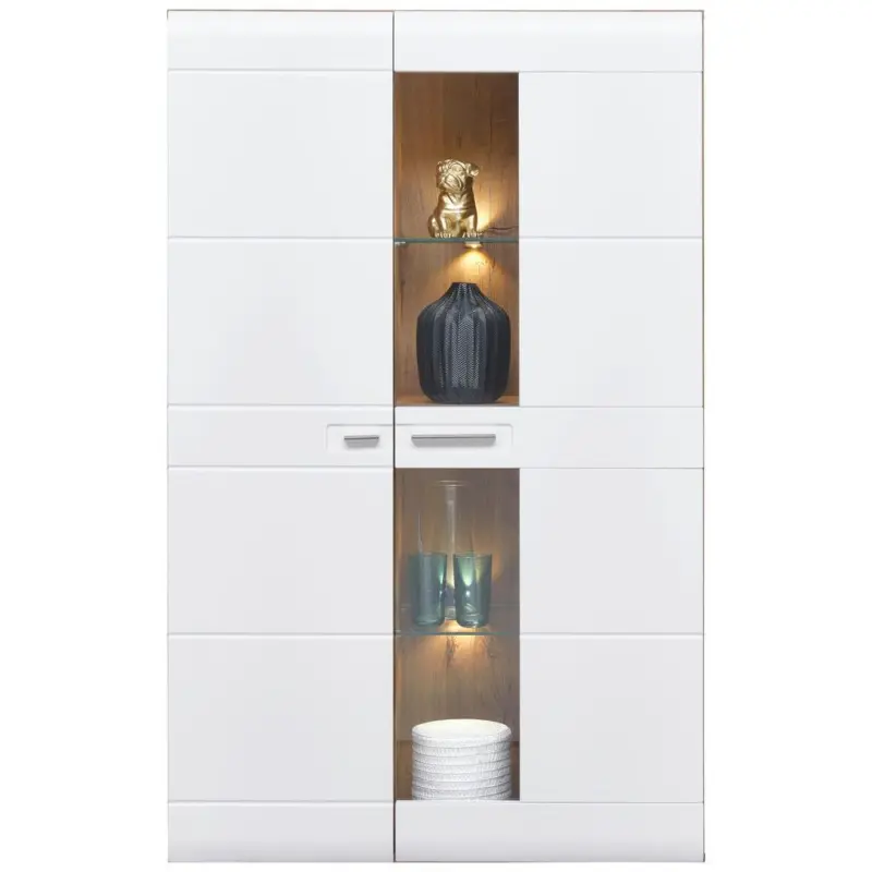 Vitrine Auris B: 95 cm Eiche Dekor/Weiß