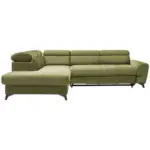Möbelix Ecksofa mit Bettkasten Swan + Bettfunktion Olivgrün Velours