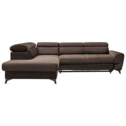 Ecksofa mit Bettkasten Swan + Bettfunktion Braun Velours