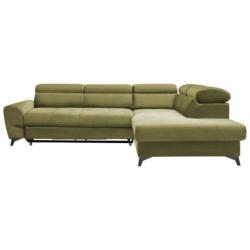 Ecksofa mit Bettkasten Swan + Bettfunktion Olivgrün Velours