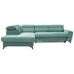 Ecksofa mit Bettkasten Swan + Bettfunktion Mintgr&uuml;n Velours