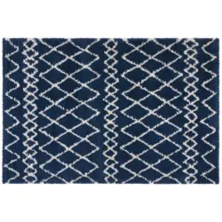 Hochflor Teppich Weiß/blau Jenson 160x230 Cm