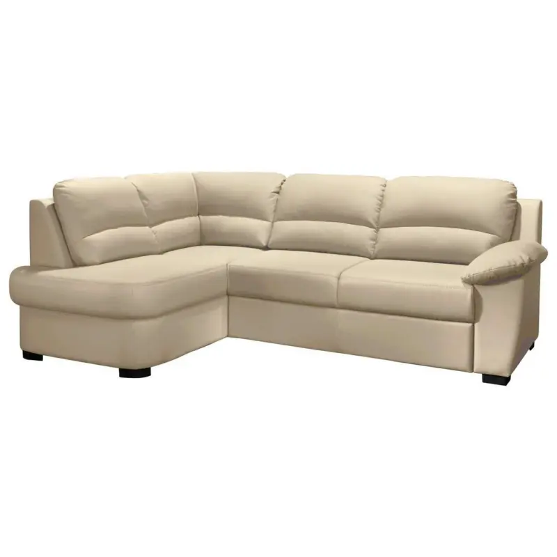 Ecksofa Schlaffunktion Danilo mit Bettkasten Beige Lederlook
