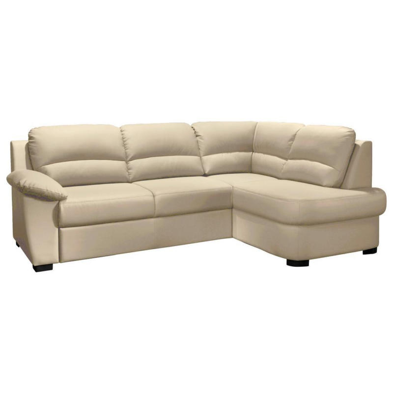 Ecksofa Schlaffunktion Danilo mit Bettkasten Beige Lederlook