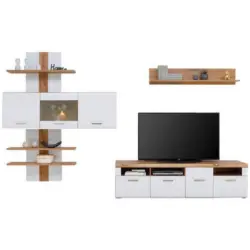 Wohnkombination 4-Tlg. Auris, Weiß/Eiche Dekor