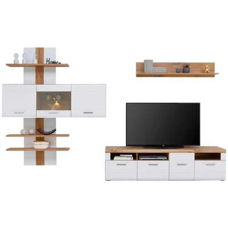 Wohnkombination 4-Tlg. Auris, Weiß/Eiche Dekor