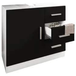 Waschbeckenunterschrank Zalo XL B: 63 cm Schwarz/Weiß