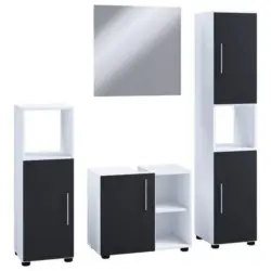 Badm&ouml;bel-Set 4-Tlg. Flandu II B: 122 cm Schwarz/Wei&szlig;