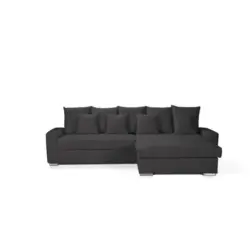 Ecksofa mit Schlaffunktion Salvador und Bettkasten Schwarz